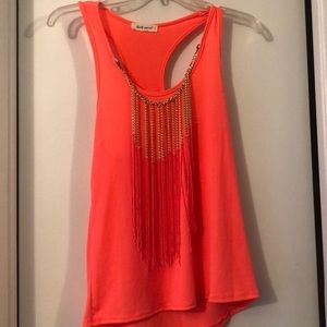 bright orange tank top
